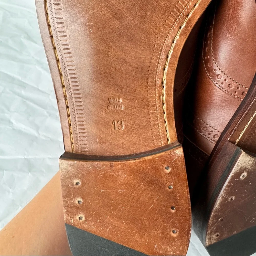 McCarren & Sons Tan Brown Brogued Oxfords Genuine Leather